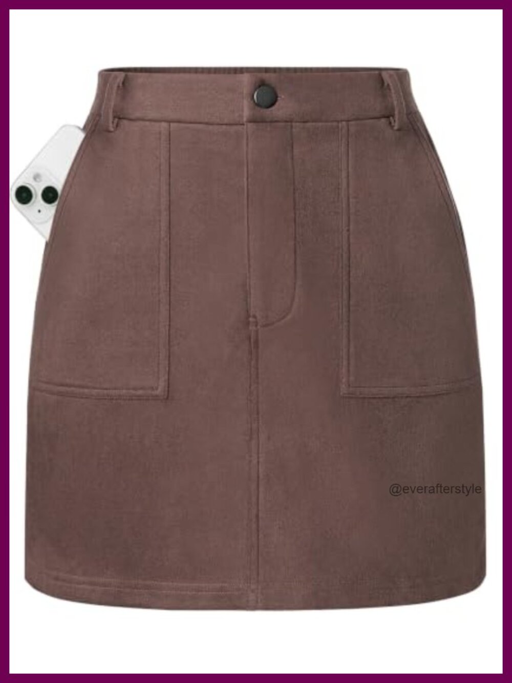 Faux Suede High Waist Mini Pencil Skirt with Pockets